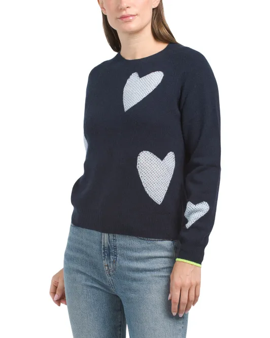 

Кашемировый свитер с мини-сердцами Quirky Brodie Cashmere, темно-синий
