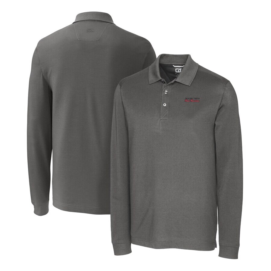 

Поло с длинным рукавом Cutter & Buck Texas Tech Red Raiders, стальной