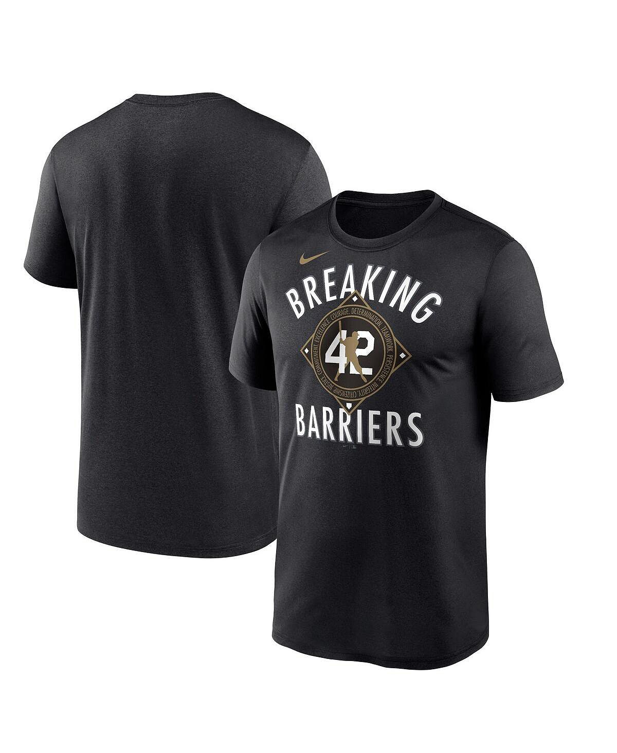 Мужская черная футболка Jackie Robinson Brooklyn Dodgers Cooperstown Collection Breaking Barriers Performance Nike
