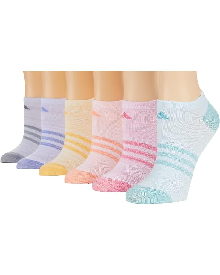 

Носки Adidas Superlite No Show Socks 6-Pack, цвет Halo Mint Green/Light Pink/Orange Tint