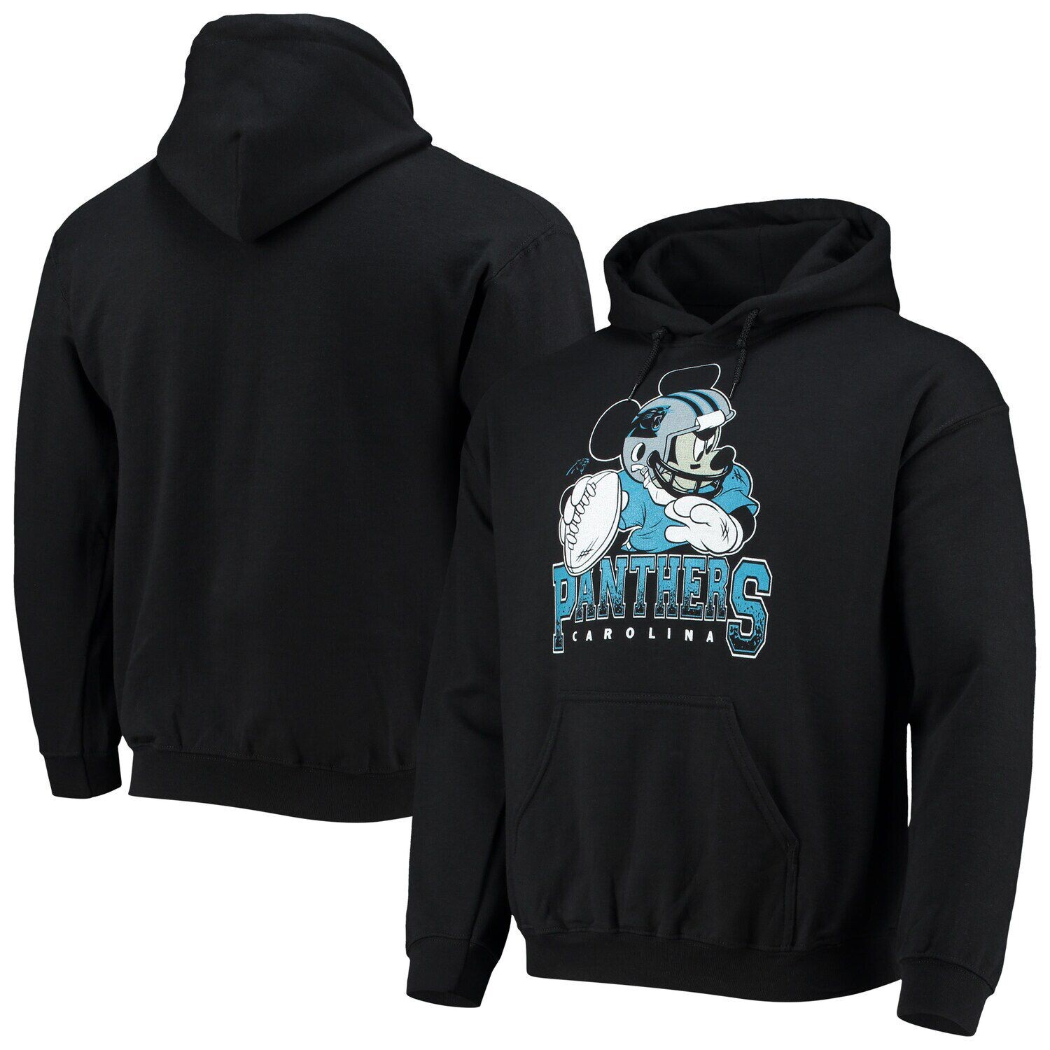 

Мужской пуловер с капюшоном Junk Food Black Carolina Panthers Disney Mickey Quarterback