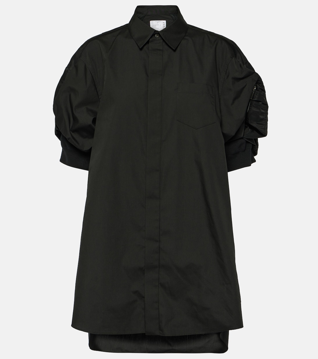 Платье-рубашка из хлопкового поплина Sacai, черный