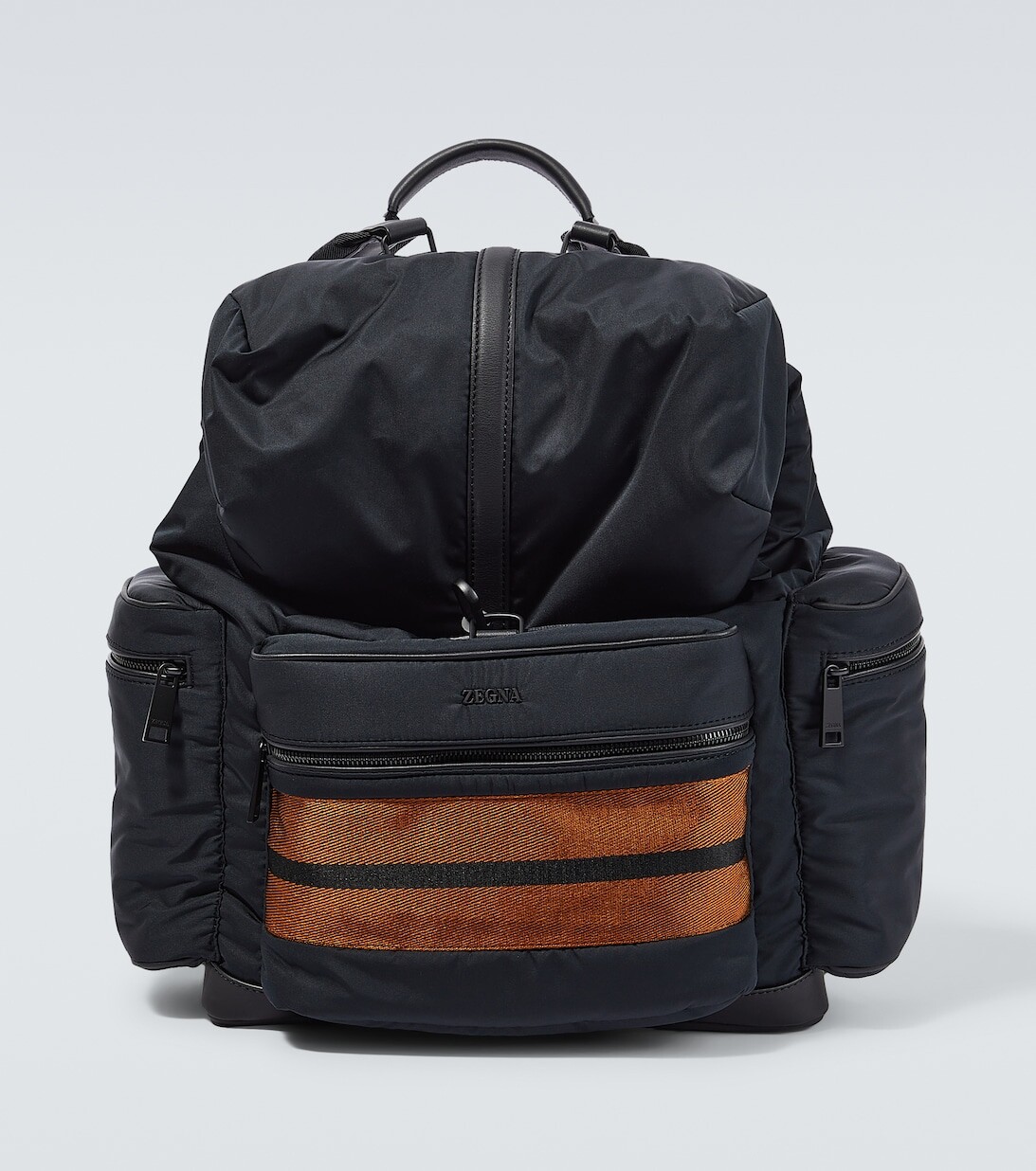 

Рюкзак с кожаной отделкой Zegna, черный