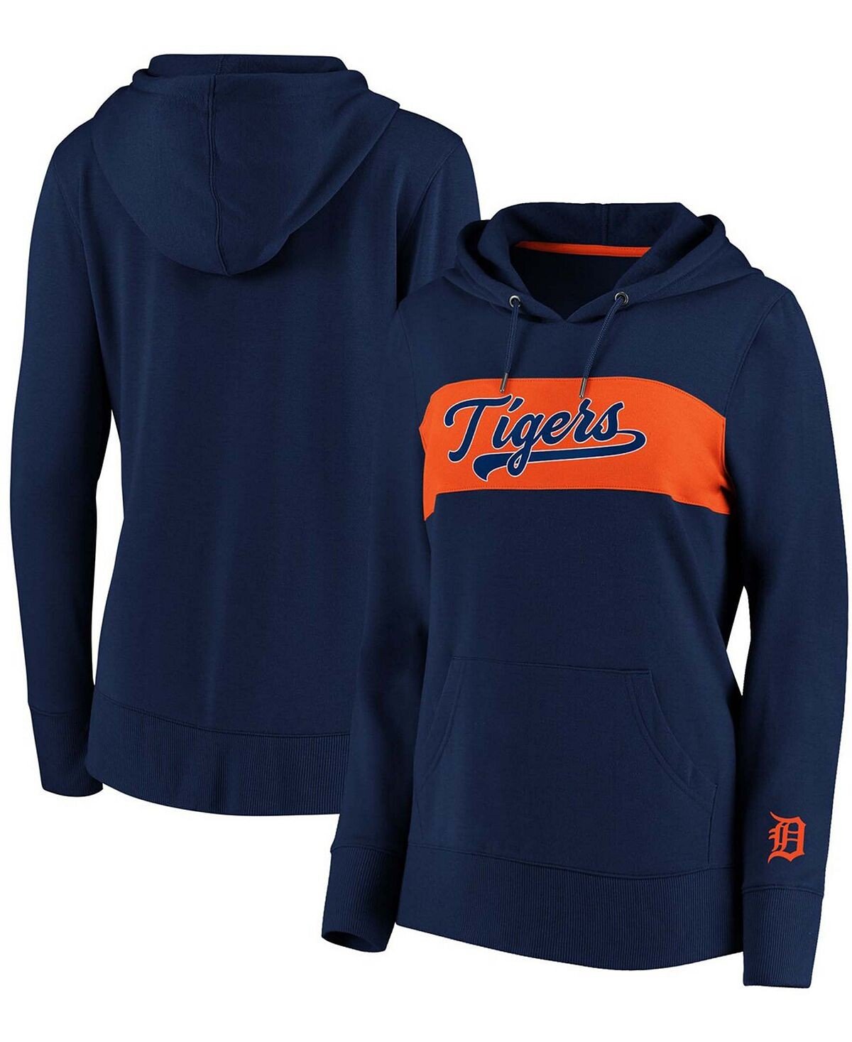 

Темно-синий пуловер с цветными блоками больших размеров Detroit Tigers Tri-Blend, толстовка с капюшоном Fanatics, темно-синий