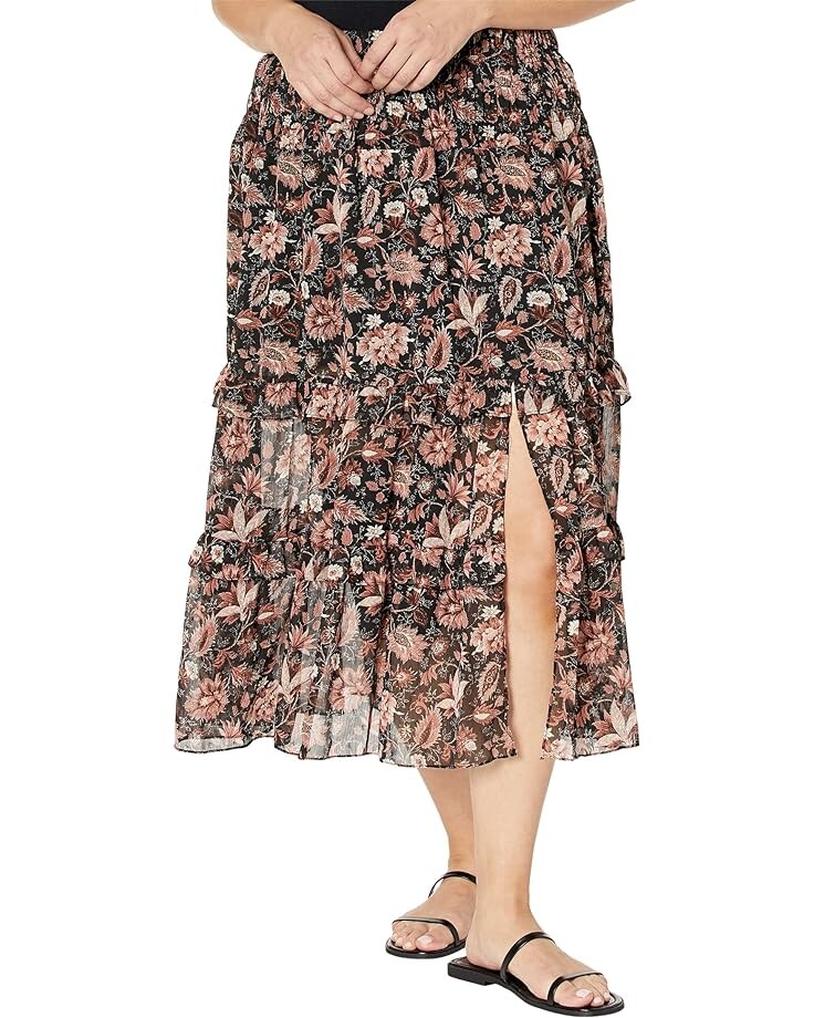

Юбка Madewell Plus Tiered Ruffle Smocked Midi Dress - Metallic Clip, черный