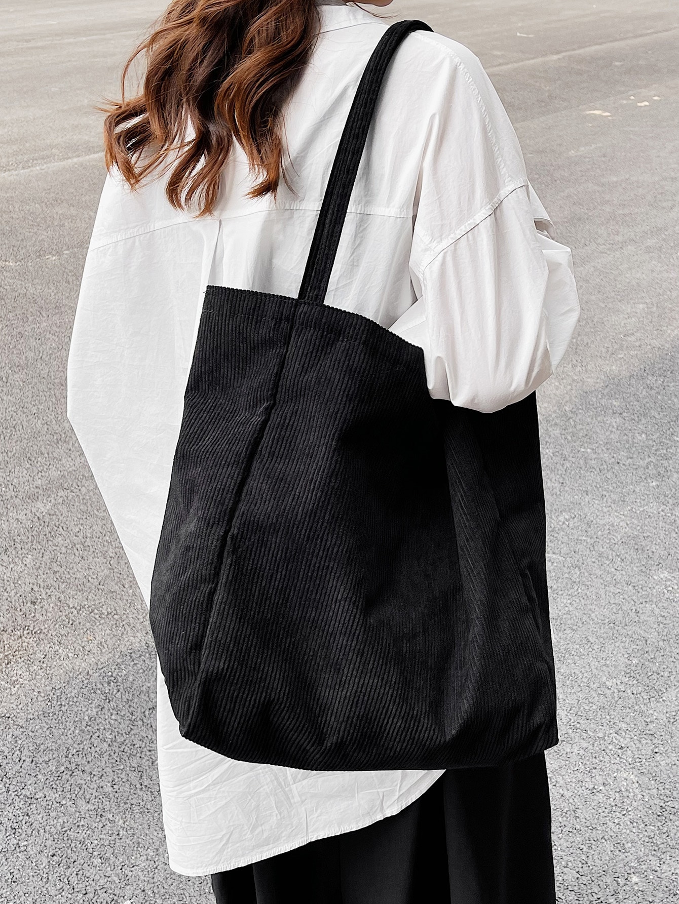 Минималистичная вельветовая сумка-шоппер, черный минималистичная большая сумка для ноутбука для женщин коричневый