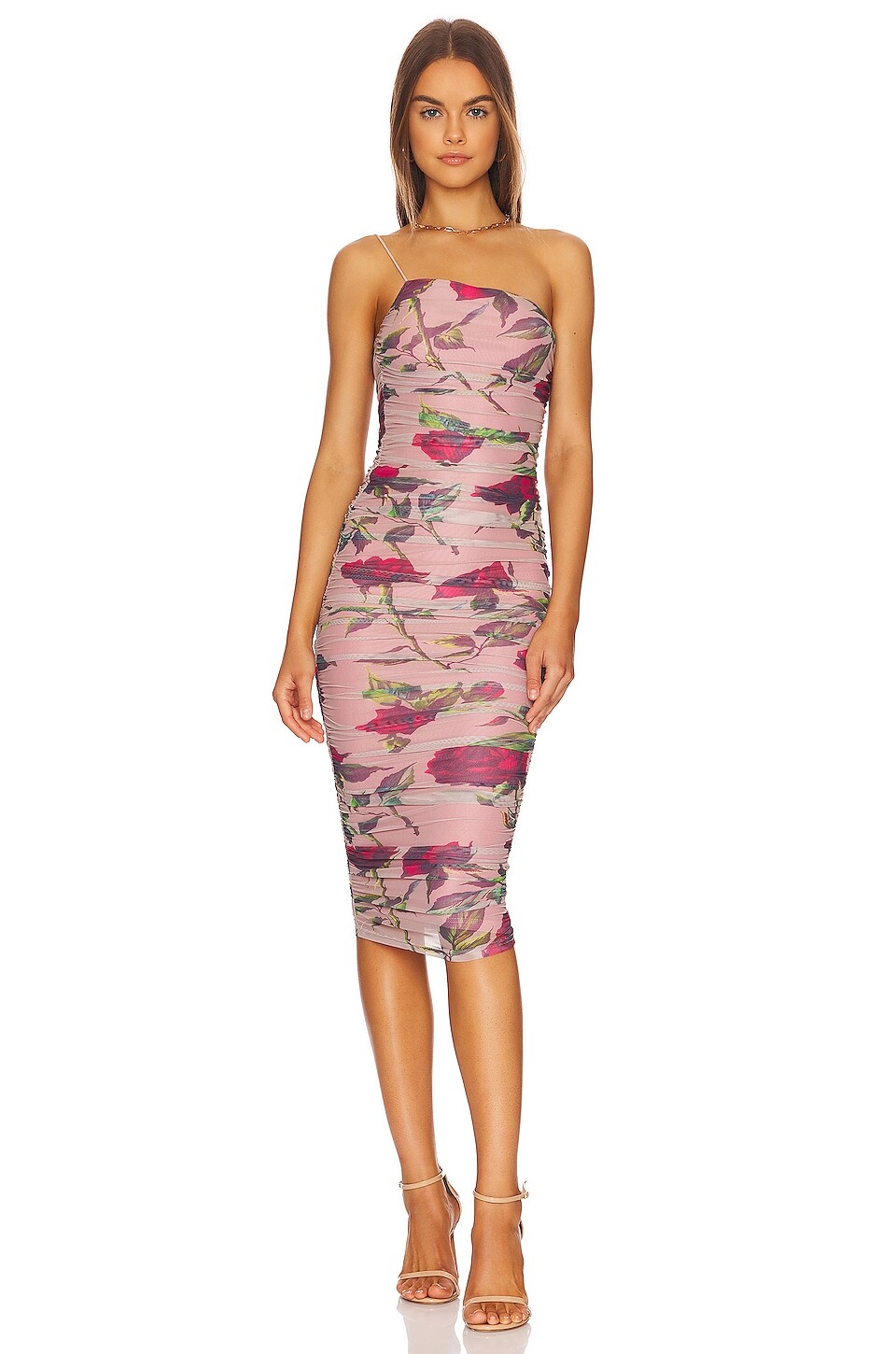 

Платье миди MORE TO COME Justine Ruched, цвет Pink Multi
