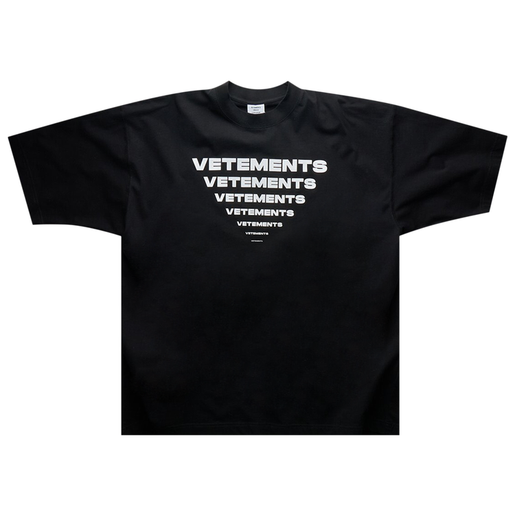 Футболка Vetements Pyramid Logo 'Black', черный thick fabric high quality vetements knitted sweater black blue vtm crewneck classic logo print vetements sweatshirts