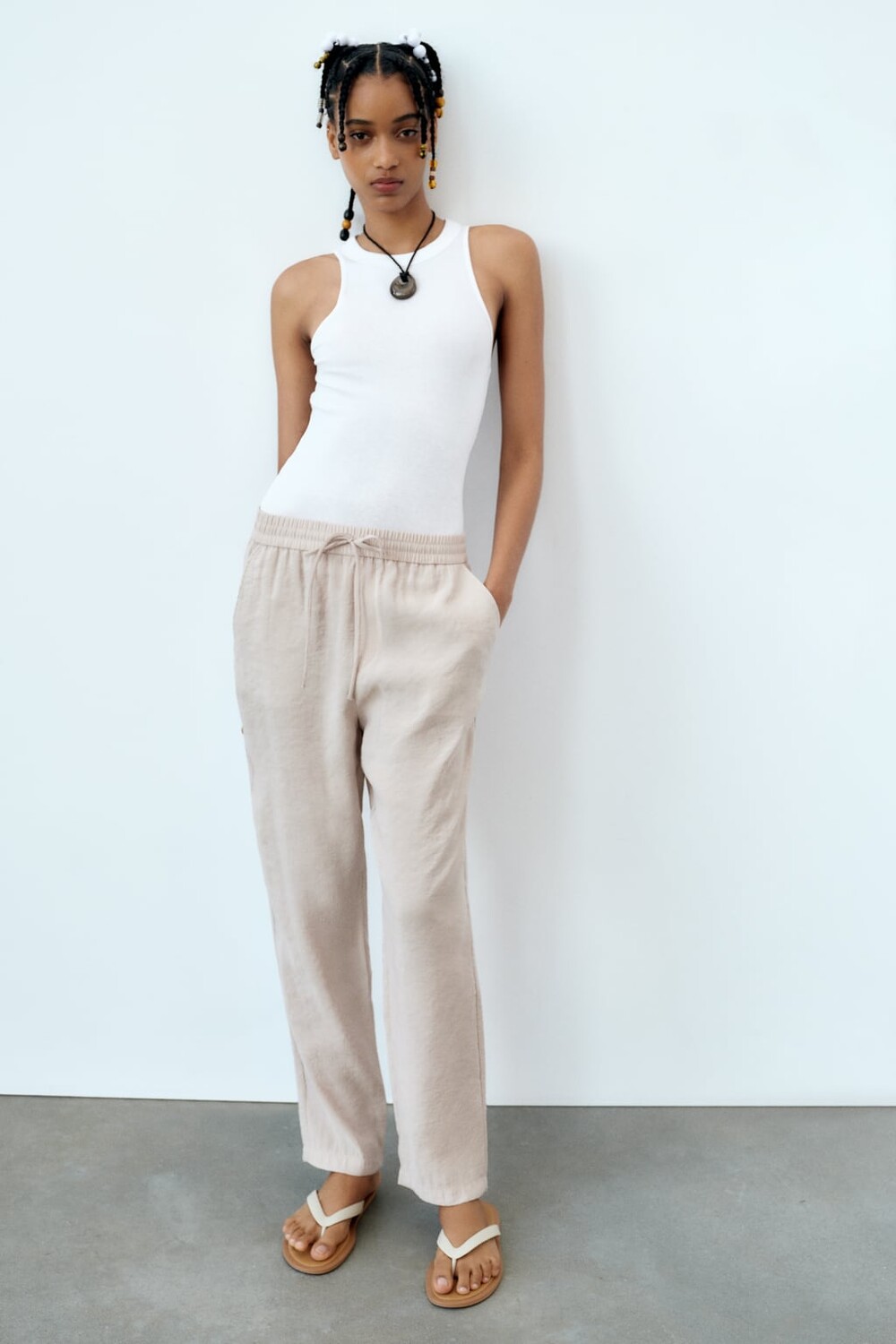 

Струящиеся укороченные брюки ZARA, Серый