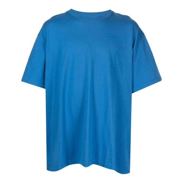 

Футболка Men's OFF-WHITE Solid Color Back Large Logo Pullover Round Neck Short Sleeve Blue T-Shirt, белый