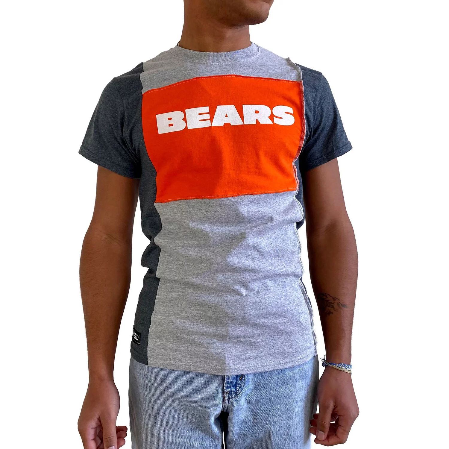 Мужская футболка Refried Apparel серого цвета с разрезом Chicago Bears мужская футболка с разрезом san francisco 49ers черного и серого цвета с меланжевым покрытием refried apparel мульти