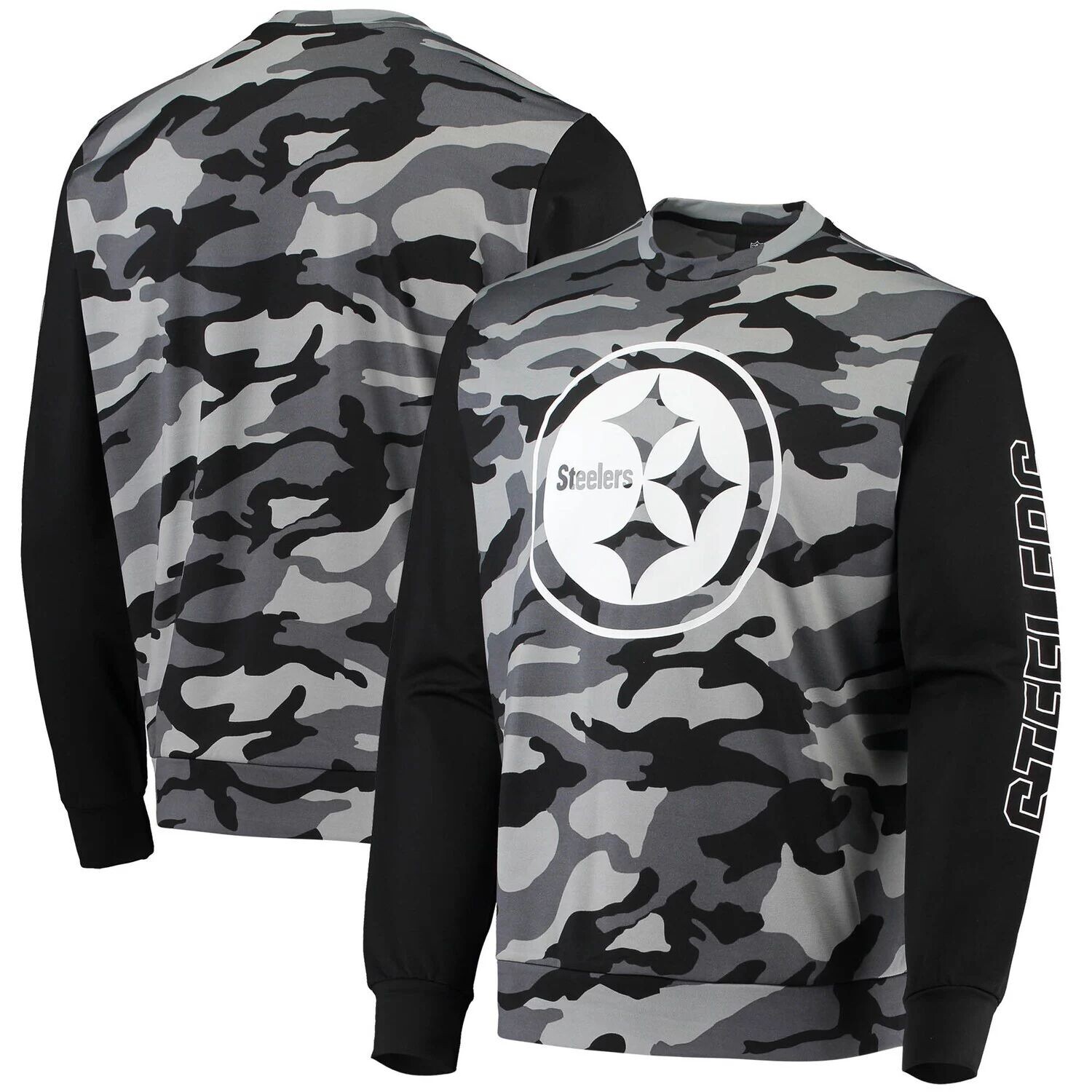 

Мужская черная футболка с камуфляжным принтом FOCO Pittsburgh Steelers с длинным рукавом, Черный