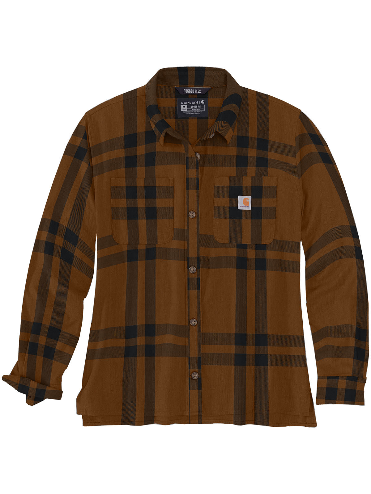 Рубашка CARHARTT Langarmshirt Flannel, коричневый рубашка zara oversize flannel коричневый