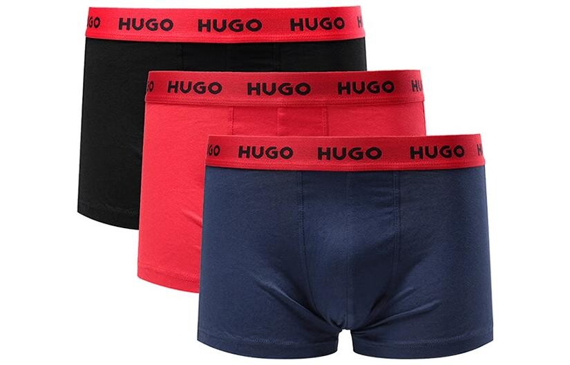 Мужские боксеры HUGO BOSS, 3 полоски(черный+темно-синий+красный)