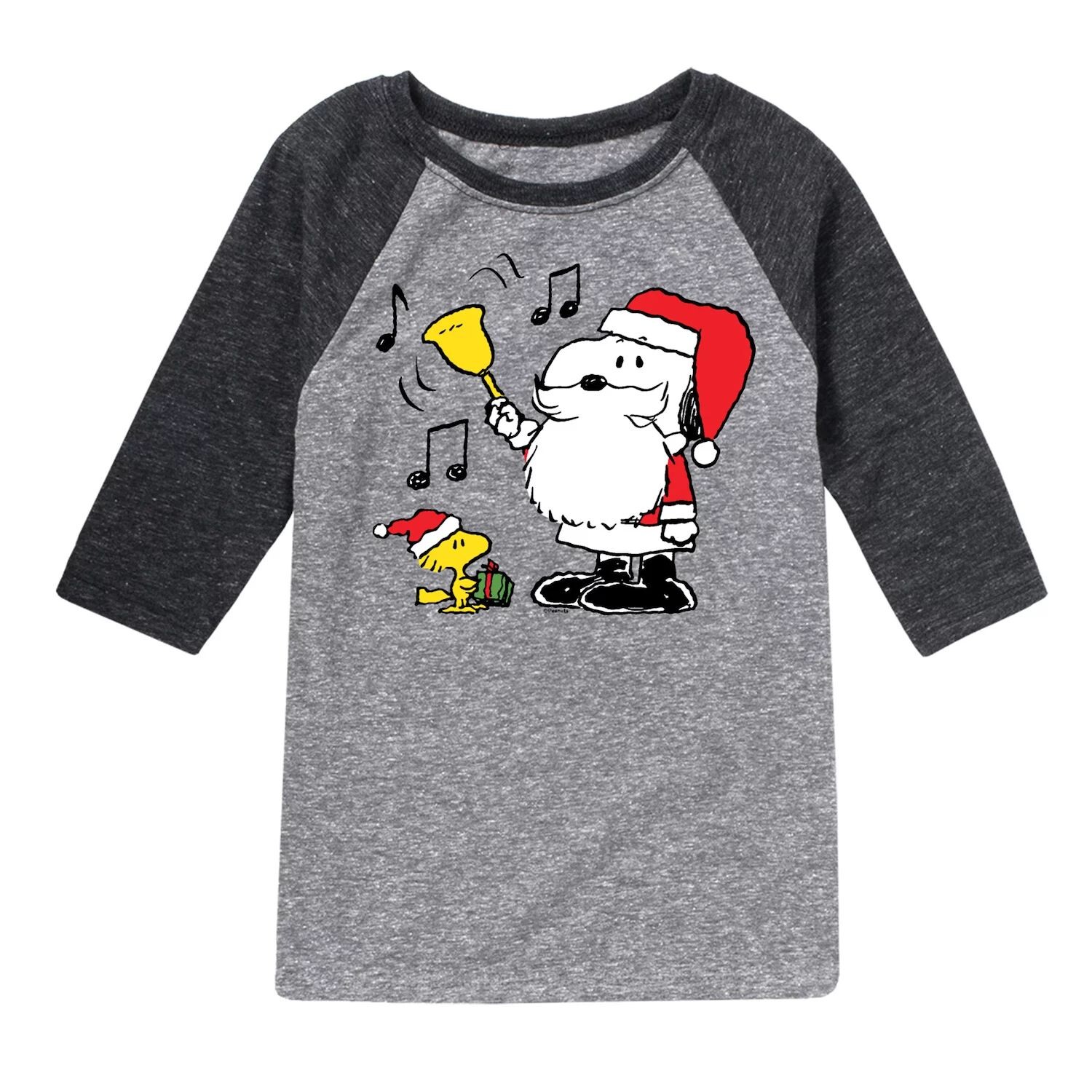 

Футболка Peanuts Snoopy Santa для мальчиков 8–20 лет с рисунком реглан Licensed Character, серый/черный