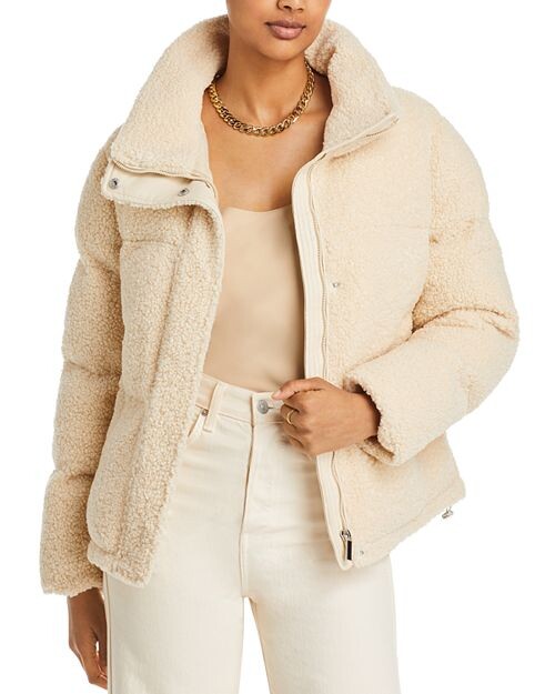 

Пуховик из искусственной овчины FRENCH CONNECTION, цвет Ivory/Cream