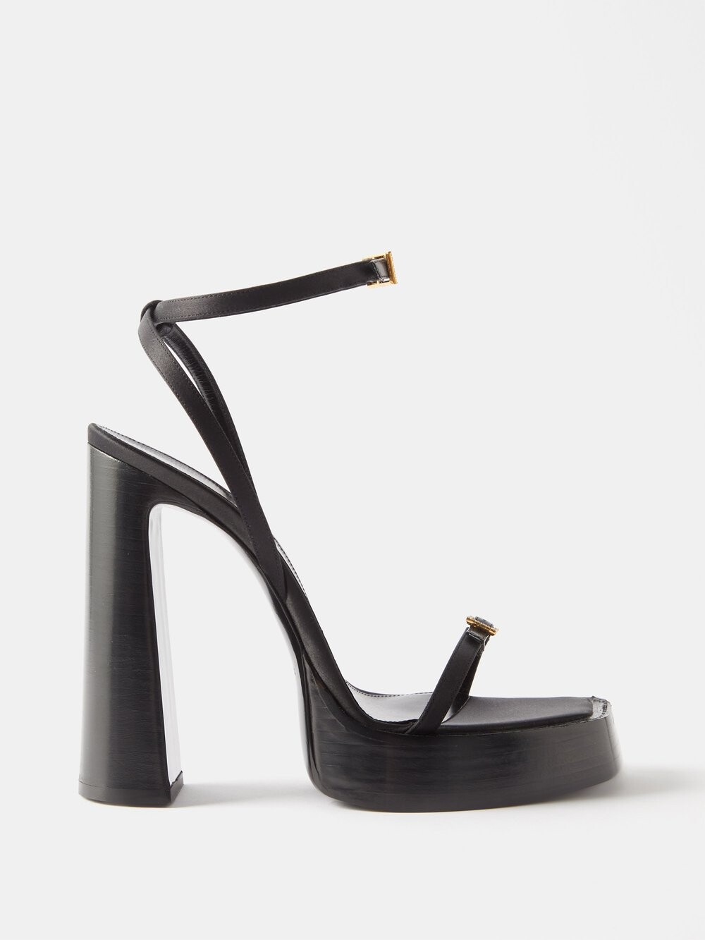 

Босоножки platz 105 на платформе из шелкового атласа Saint Laurent, черный