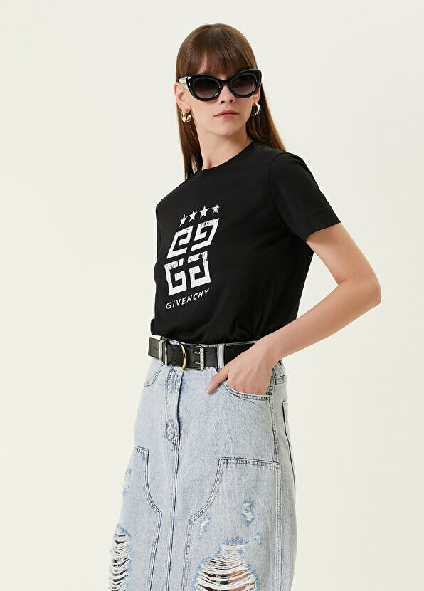 

Черная футболка с круглым вырезом и логотипом Givenchy, Черный