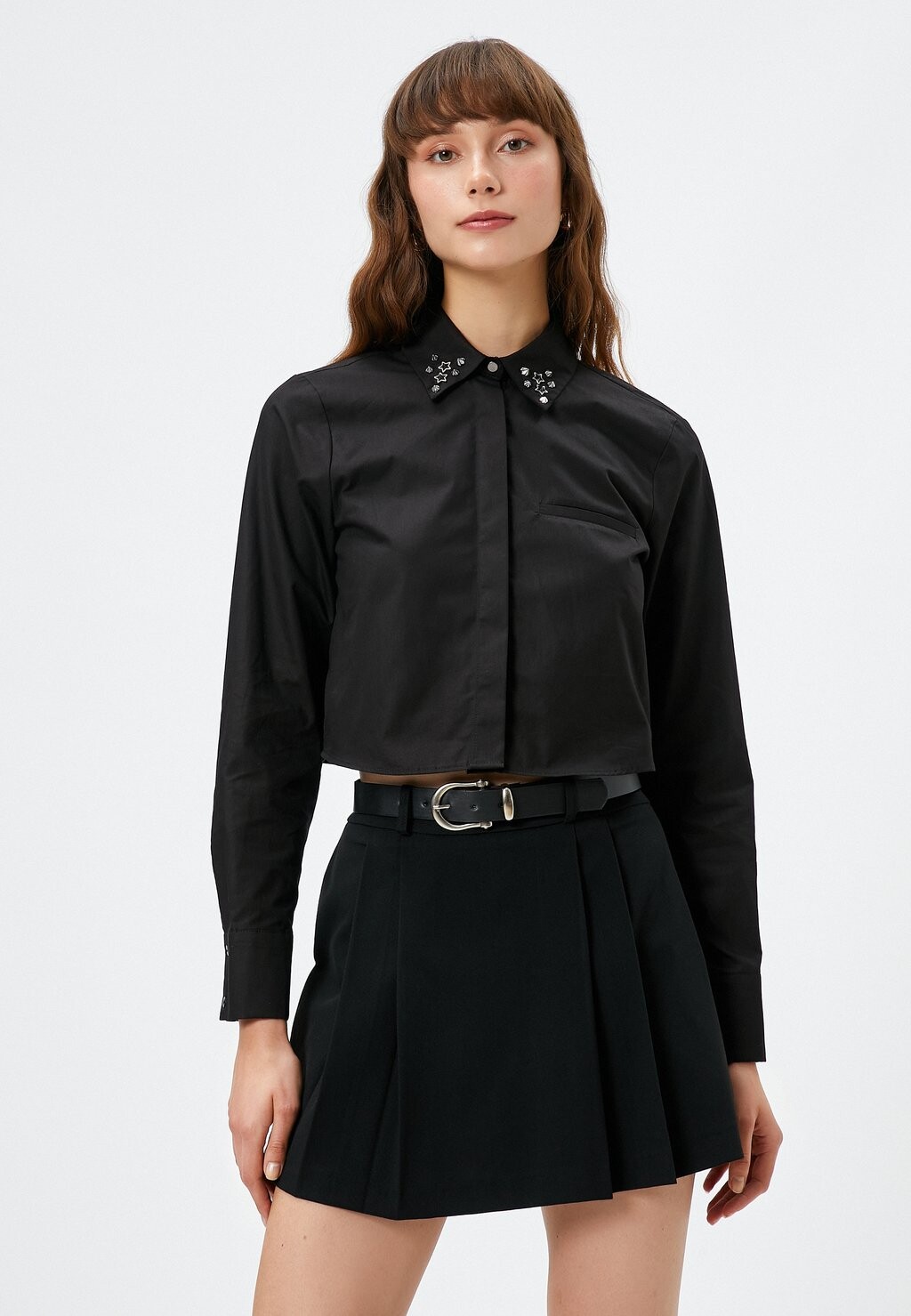 

Рубашка Pocket Detail Crop Glitz Stone Koton, черный
