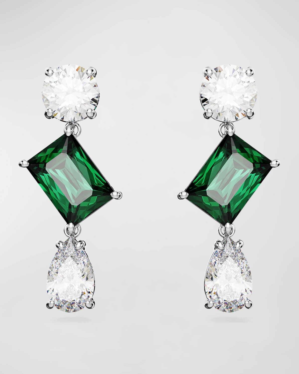 

Серьги-подвески Mesmera с родиевым покрытием и кристаллами разной огранки SWAROVSKI, цвет Green