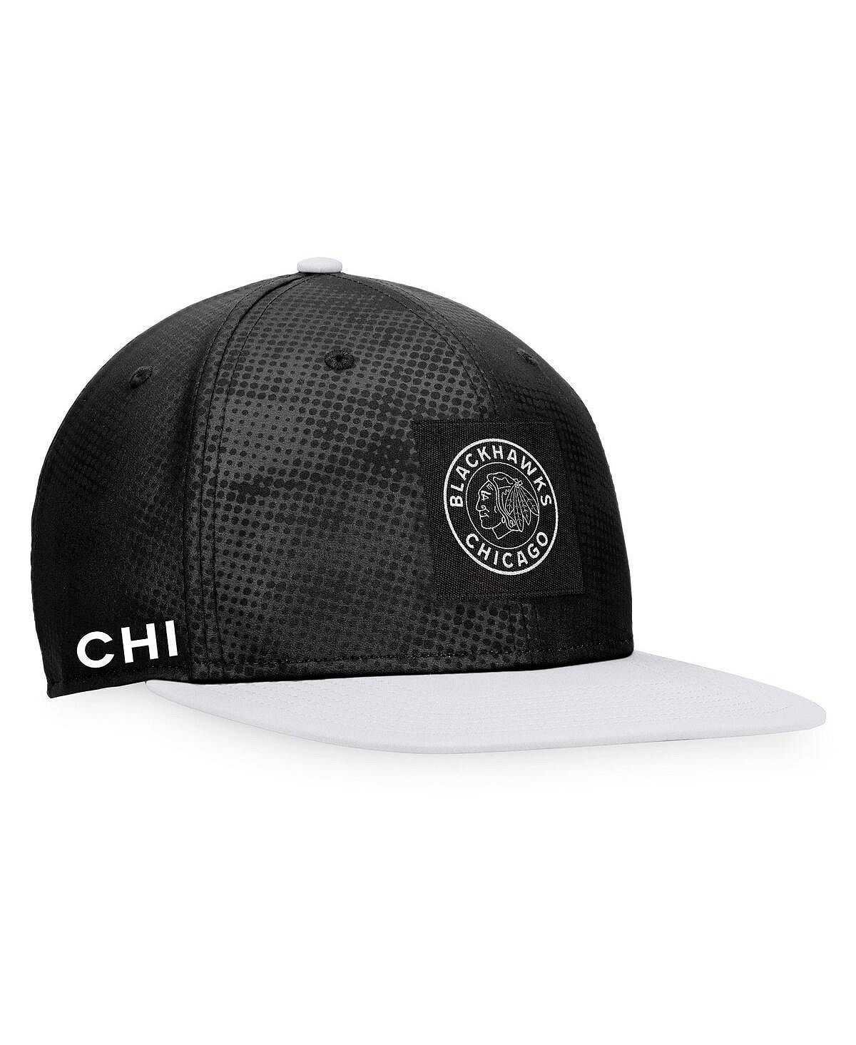 цена Мужская черно-белая фирменная бейсболка Chicago Blackhawks Authentic Pro с альтернативным логотипом Snapback Fanatics