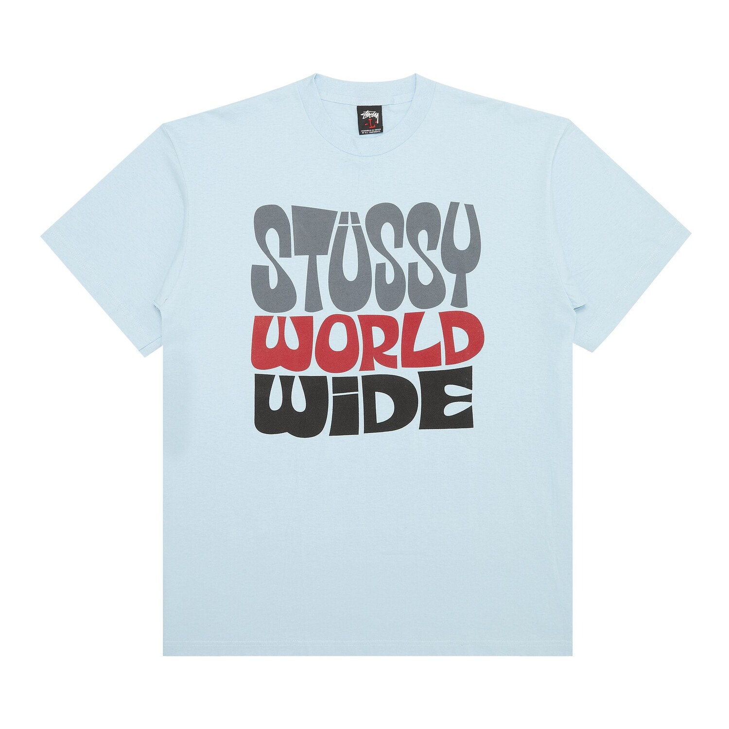 

Футболка с черепом Stussy Gear World Tribe, светло-голубая, Синий