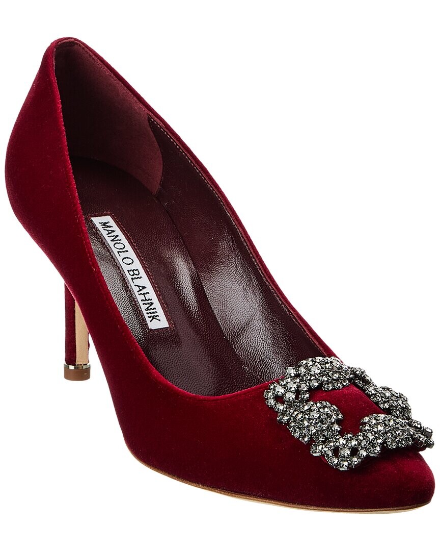 

Бархатные туфли Manolo Blahnik Hangisi 70, красный