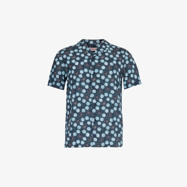 Тканая рубашка классического кроя hibbert с графическим принтом Orlebar Brown, синий