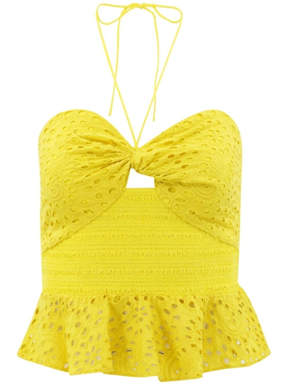 

Alice + olivia топ Livis с баской и вышивкой английской вышивки, желтый