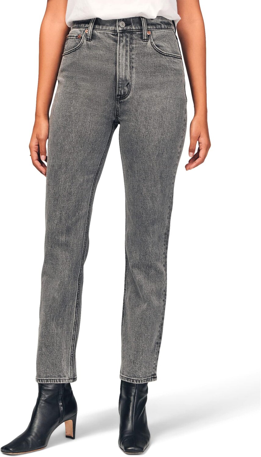 

Джинсы Ultra High-Rise Ankle Straight Jeans Abercrombie & Fitch, цвет Washed Grey