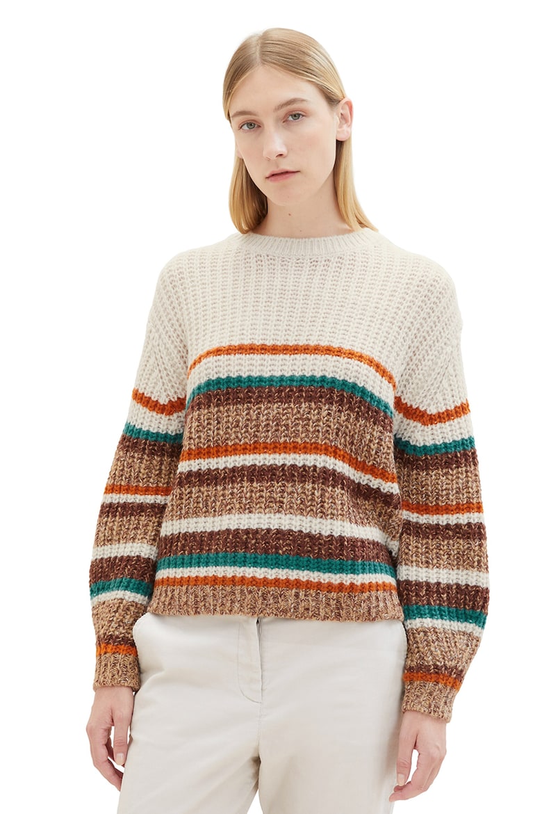 цена Полосатый свитер с шерстью Tom Tailor, коричневый