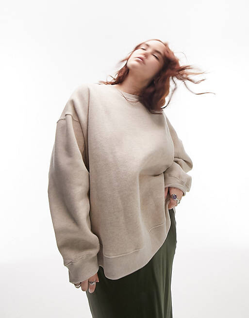 

Овсяный свитшот премиум-класса с круглым вырезом Topshop Curve