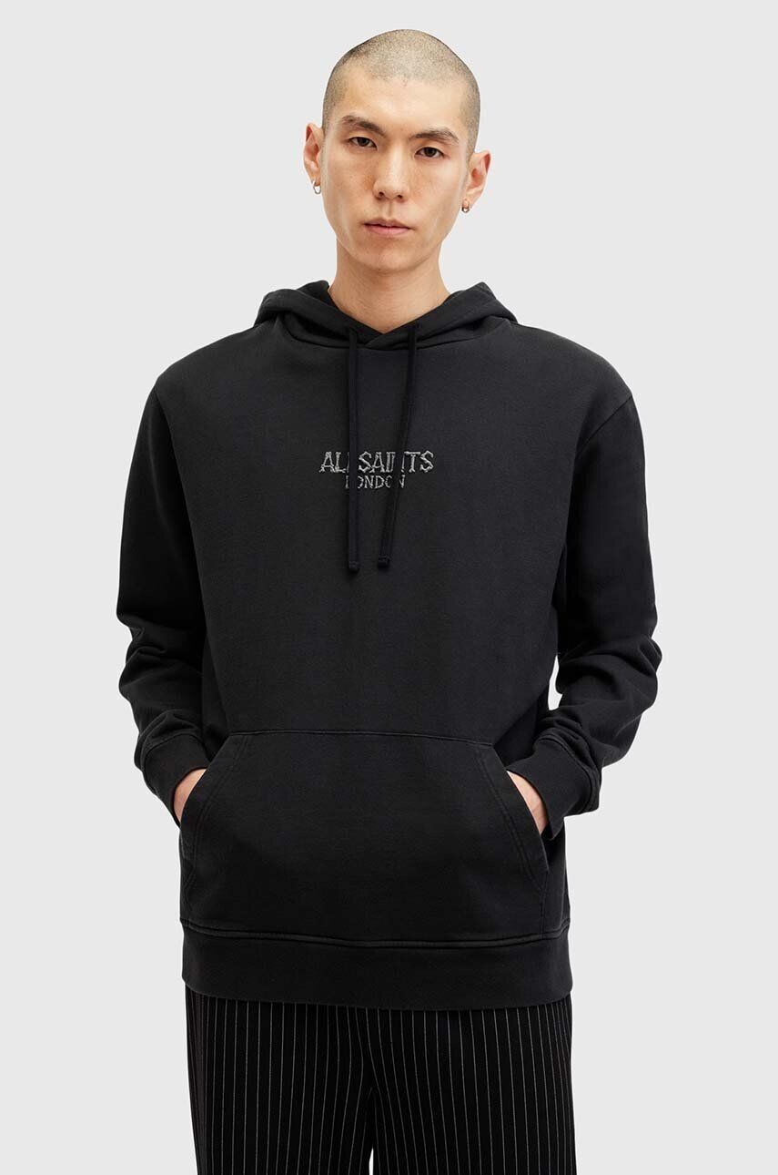 

Хлопковая толстовка AllSaints BONS OTH HOODY, черный