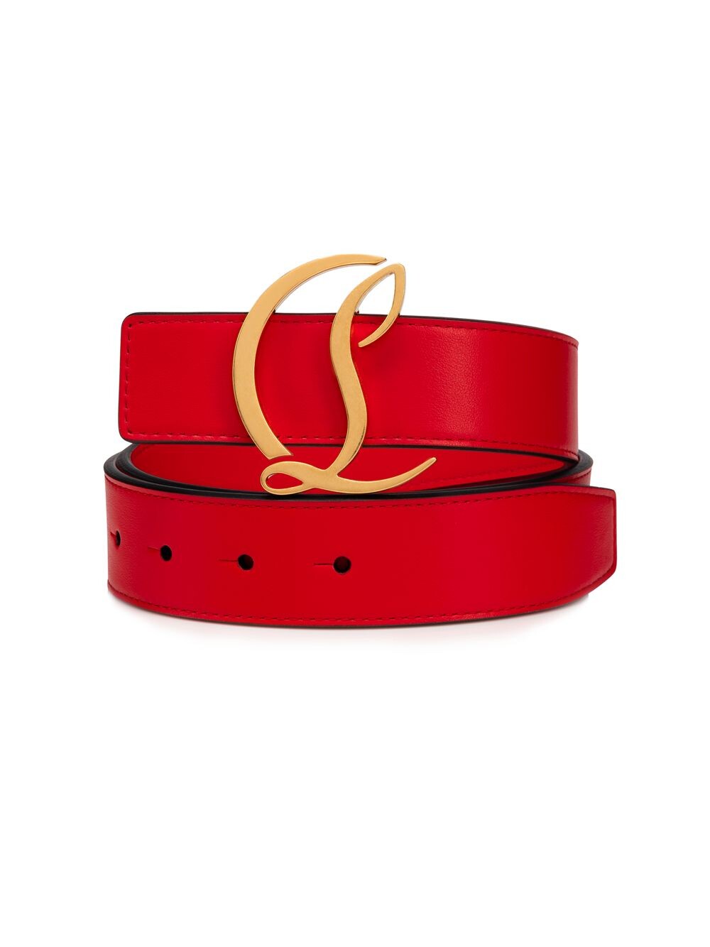 

Кожаный ремень с логотипом Christian Louboutin, золотой