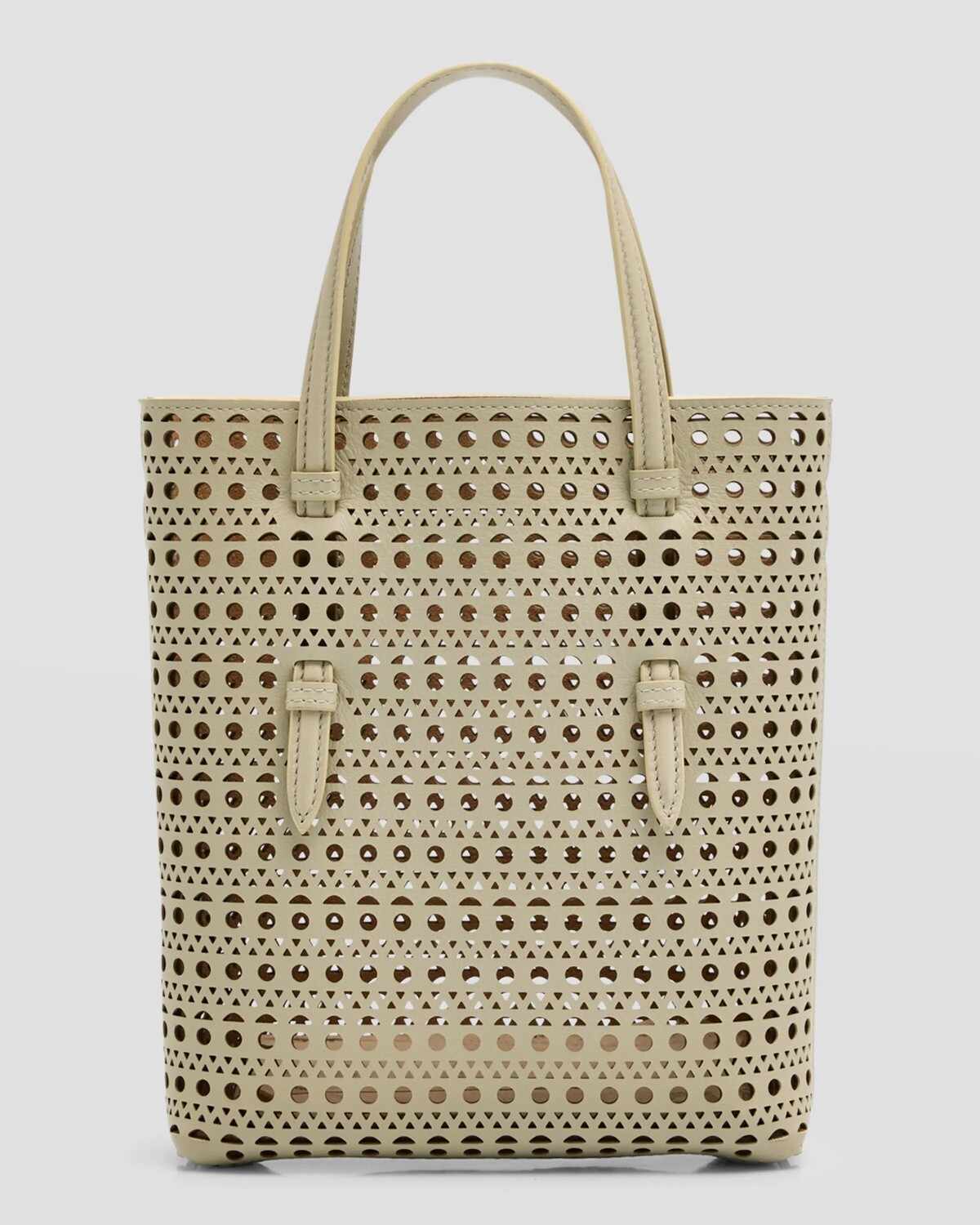 

Большая сумка Mina North-South из прямой перфорированной кожи Vienne ALAIA, цвет Gray