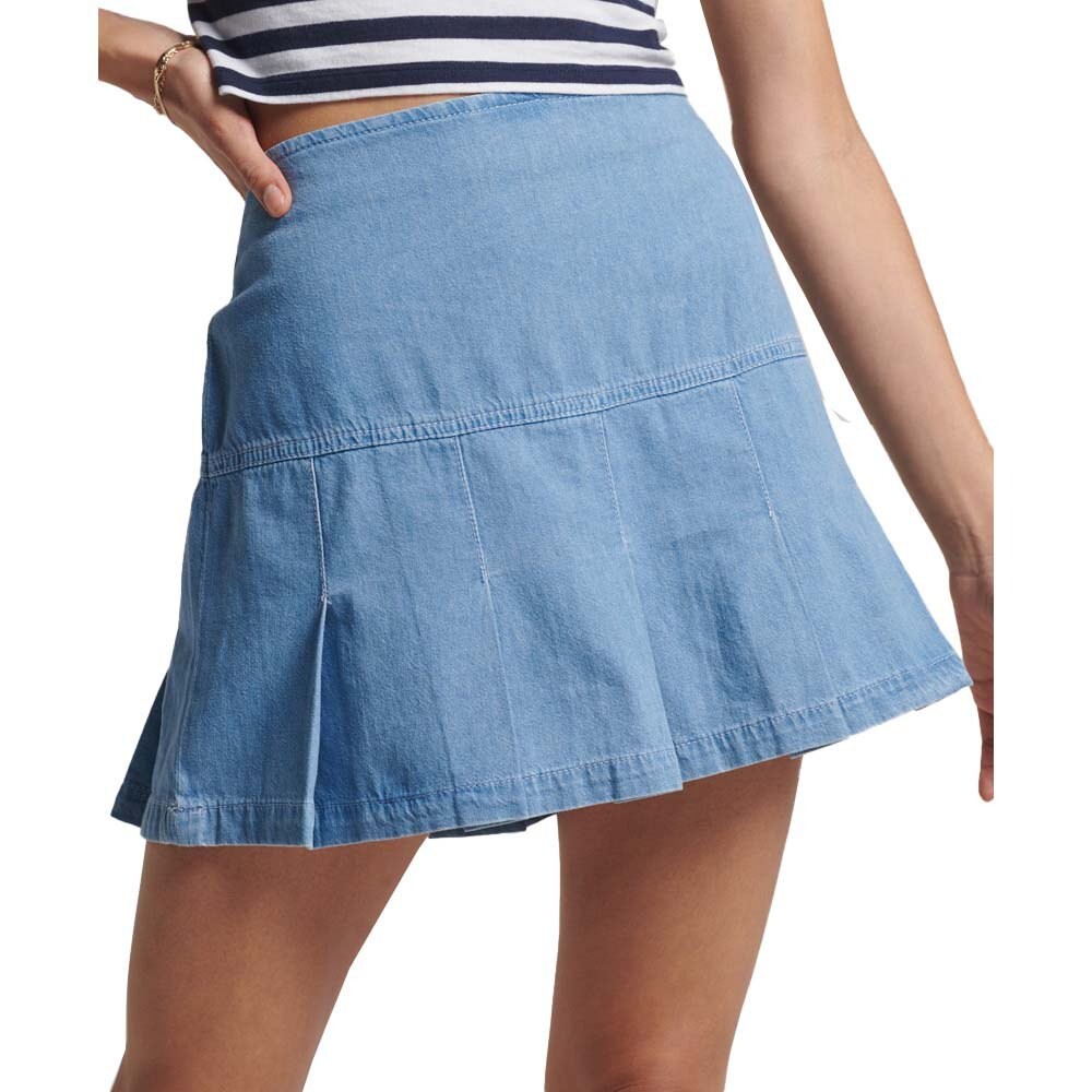 

Юбка мини Superdry Vintage Denim Pleat, синий