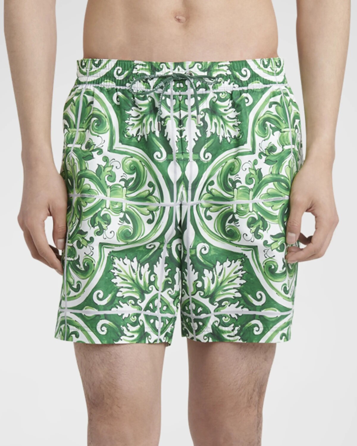 

Мужские шорты для плавания из майолики Dolce&Gabbana, цвет Med. Green