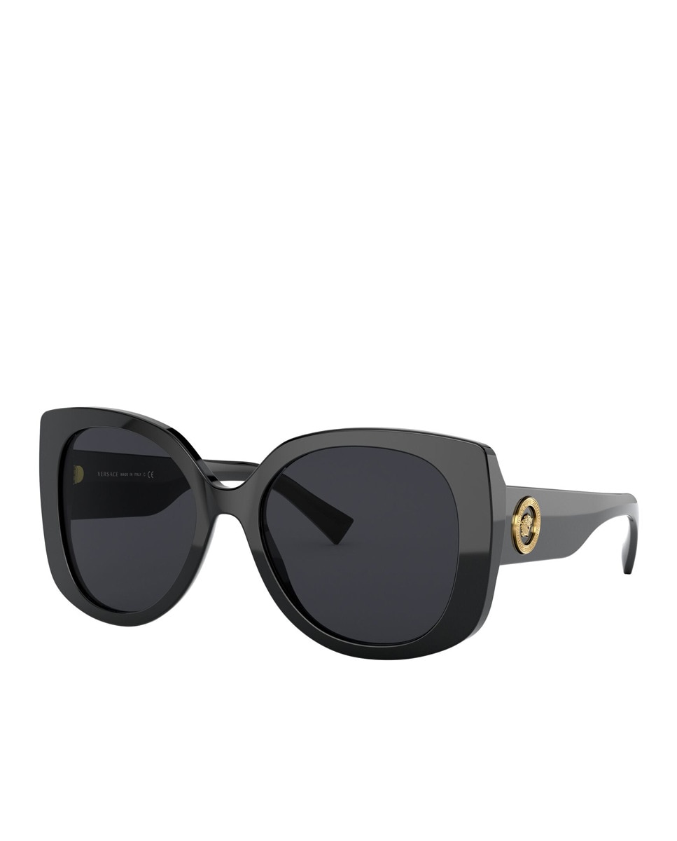 цена Черные прямоугольные солнцезащитные очки из ацетата Versace, черный