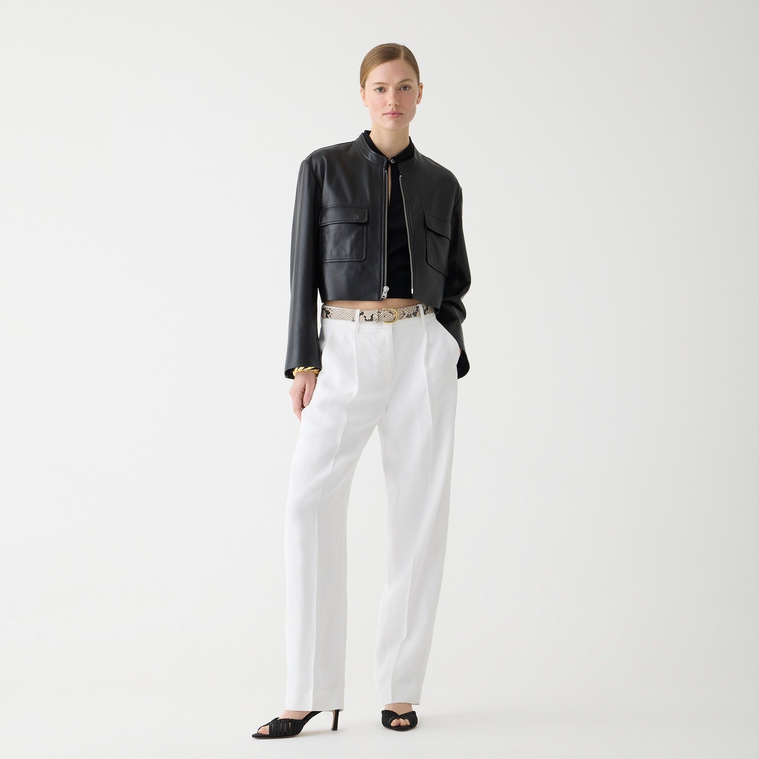 

Высокие зауженные брюки из струящейся вискозы J.Crew, белый