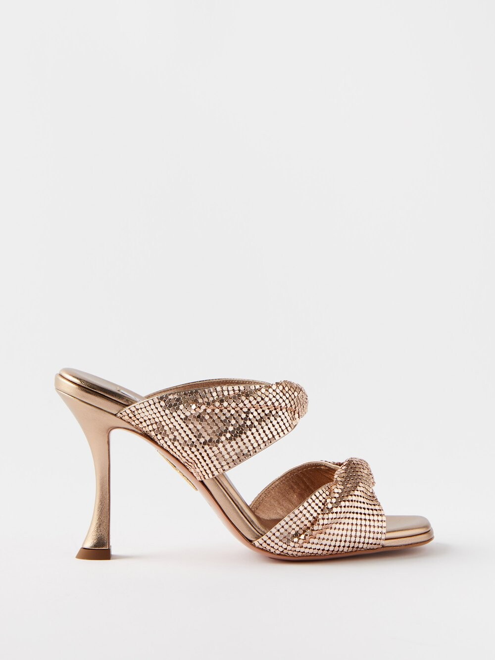 

Босоножки twist 95 из кожи с кольчугой Aquazzura, золото