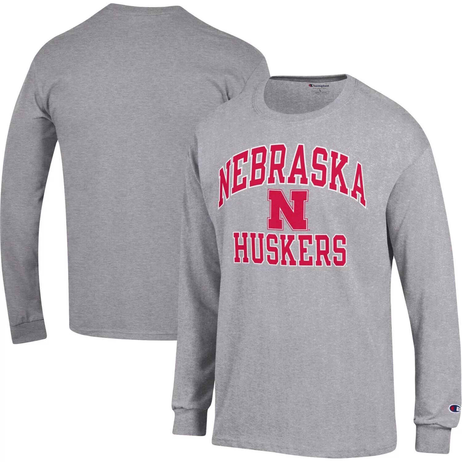 

Мужская футболка Hether Grey Nebraska Huskers High Motor с длинным рукавом Champion