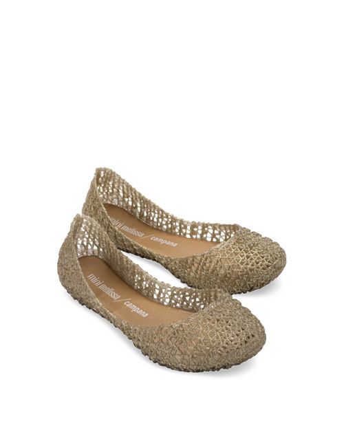 Туфли на плоской подошве Melcampape с блестками и зигзагом для девочек Mini Melissa, цвет Gold bq 4030g nice mini gold