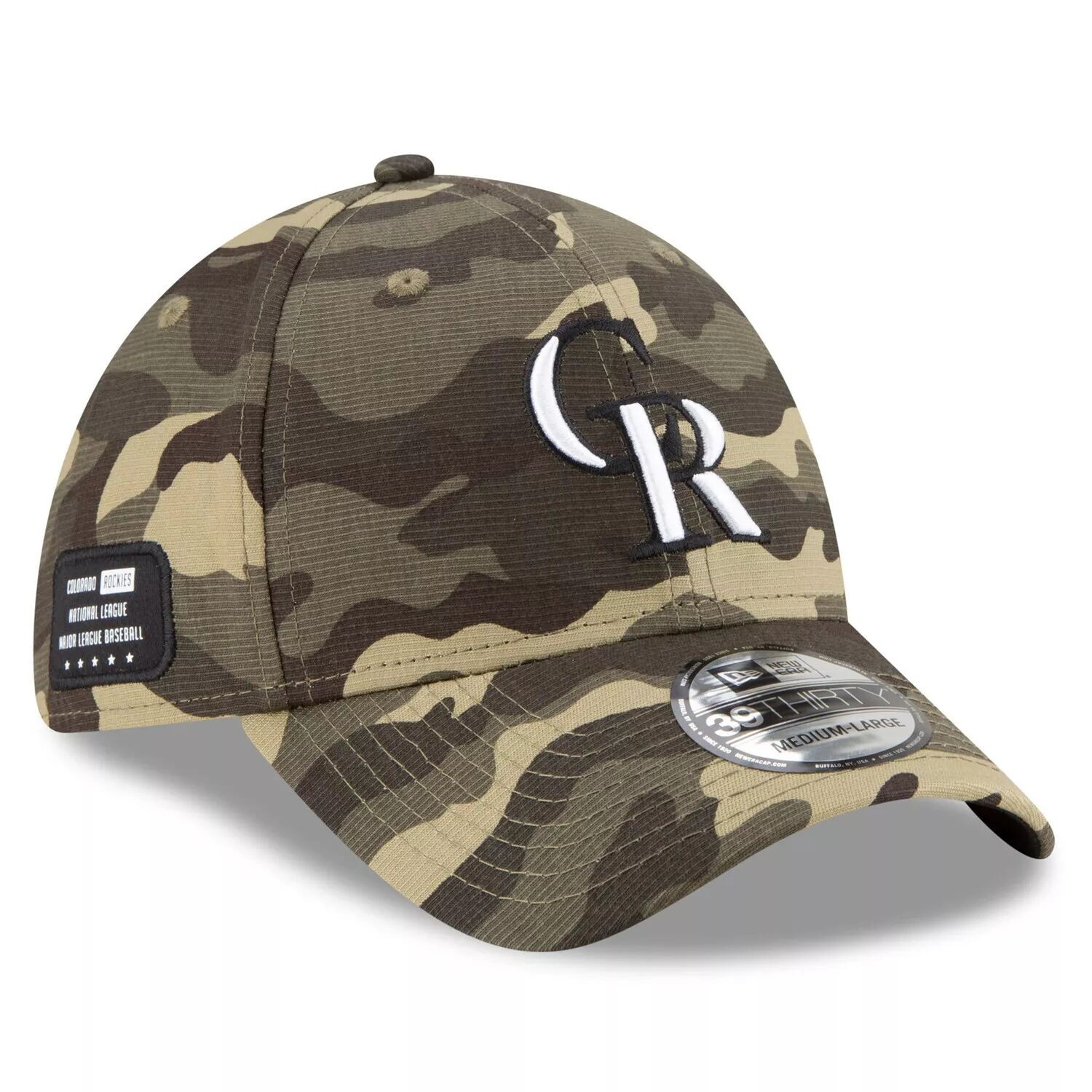 

Мужская камуфляжная мужская кепка New Era Colorado Rockies ко Дню вооруженных сил 2021 39THIRTY Flex Hat
