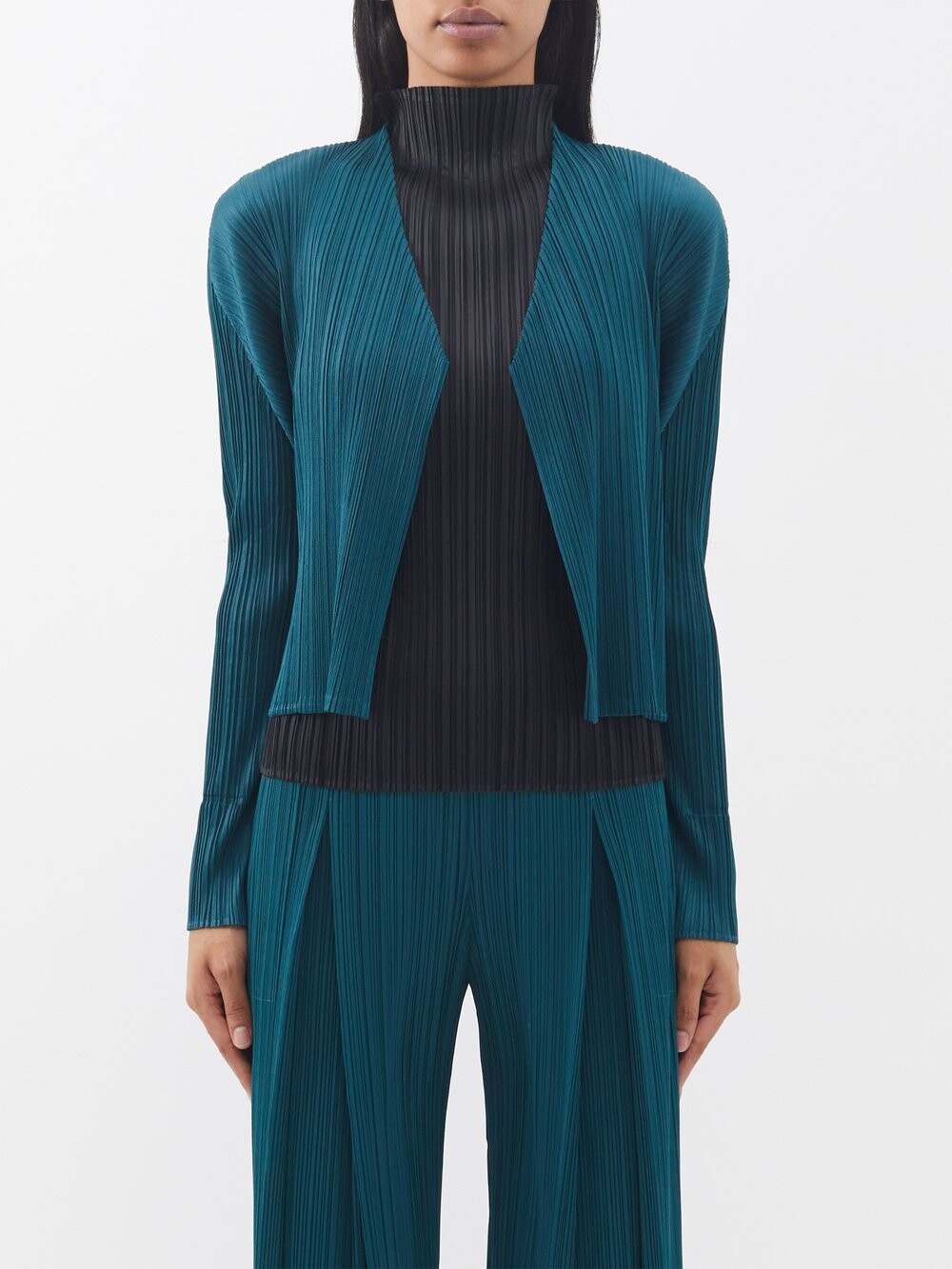 

Жакет без воротника со складками Pleats Please Issey Miyake, зеленый