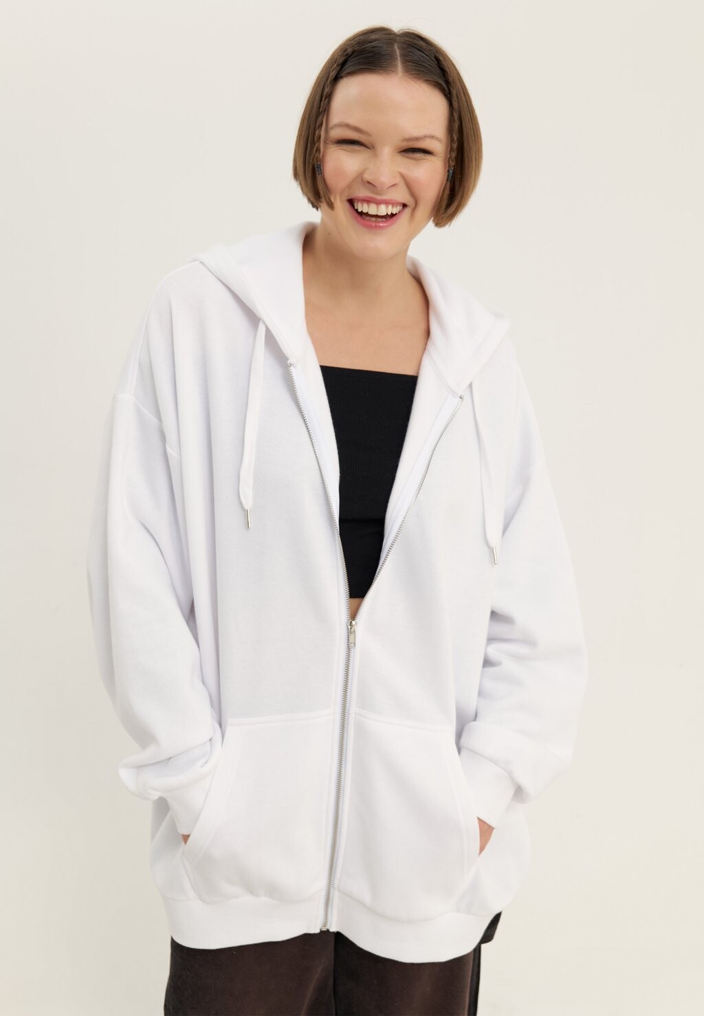 

Толстовка на молнии BOYFRIEND HOODIE With ZIP THROUGH Even&Odd, белый
