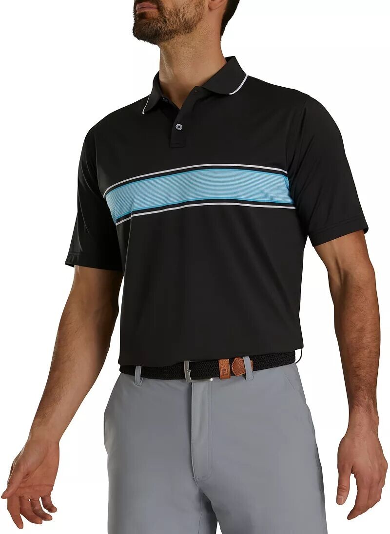

Мужская рубашка-поло с воротником в полоску FootJoy Lisle Engineered, черный