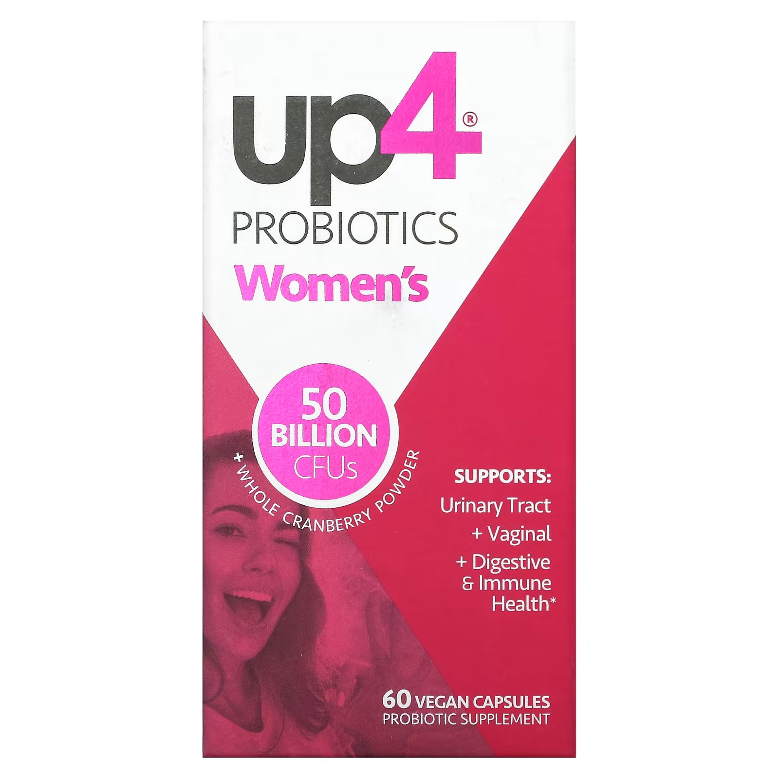 Пробиотики Up4 для женщин, 60 веганских капсул мега пробиотики с клюквой gramse 60 капсул