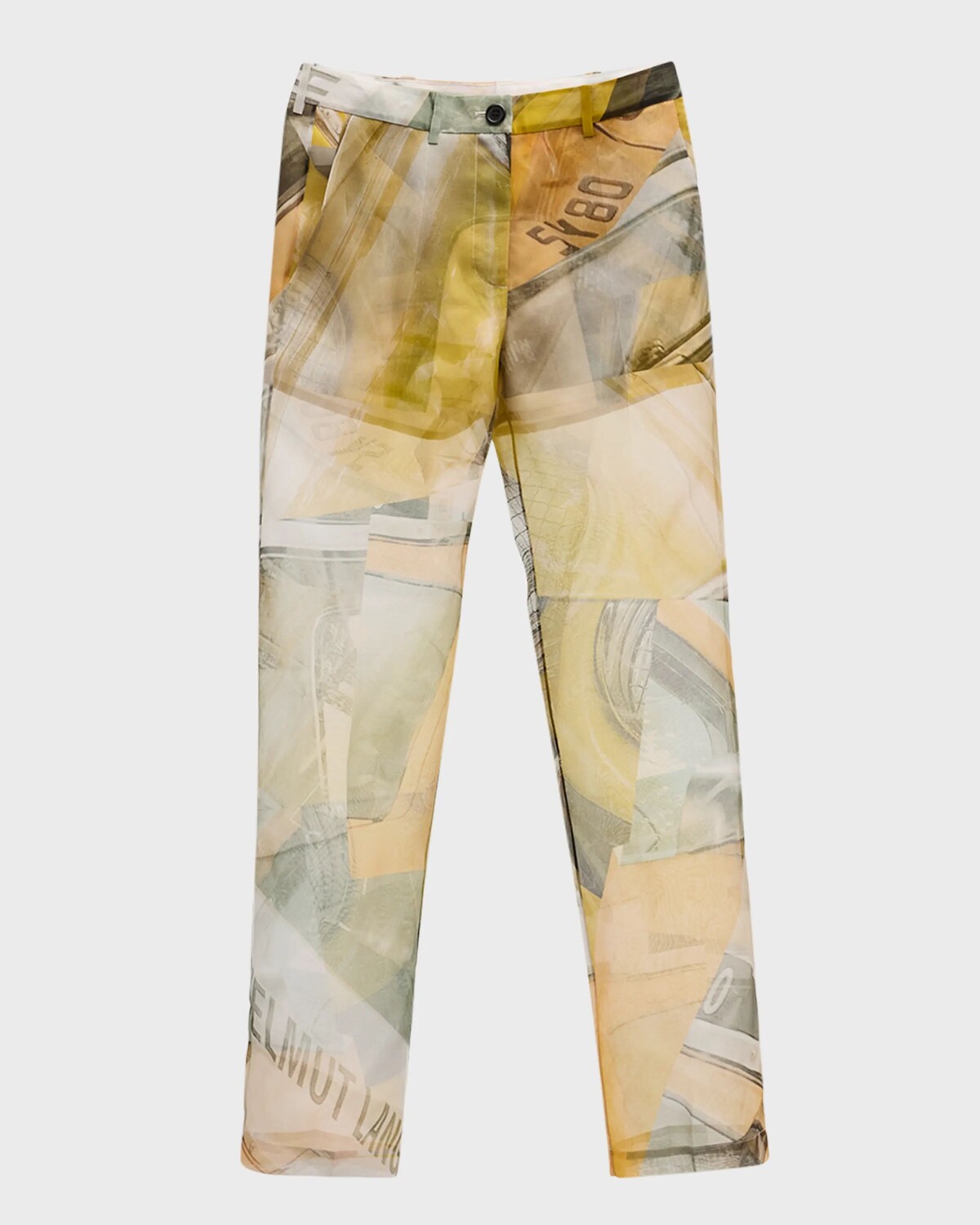 

Прозрачные брюки с принтом Helmut Lang, цвет Yelcarprnt