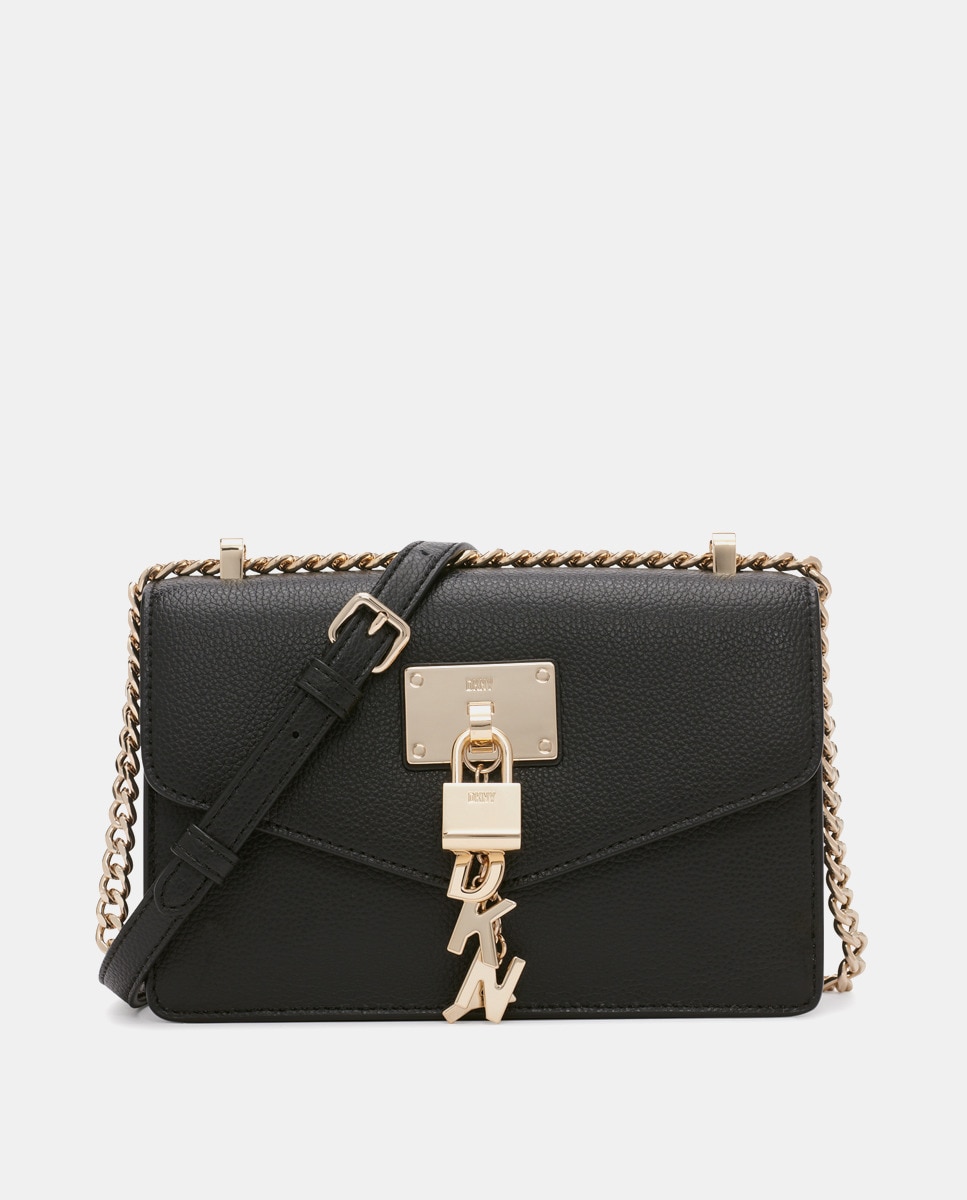 цена Маленькая черная сумка через плечо Elissa с клапаном DKNY, черный