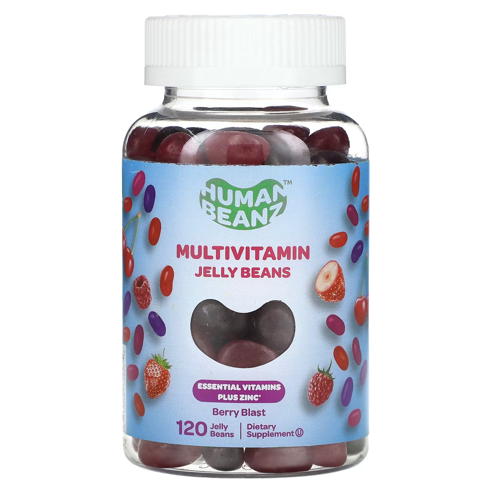 Мультивитаминная добавка Human Beanz Berry Blast, 120 жевательных конфет пробиотическая добавка culturelle berry blast с растительной клетчаткой 30 жевательных таблеток